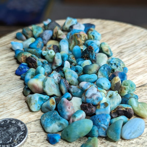 100 x Tiny Blue & Green Rare Slump/Gall Glass  from Kent, UK beaches Set A