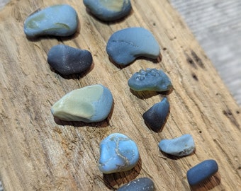 11 pièces de collection RARE, opaline bleue, verre de mer du Kent, plages du Royaume-Uni, 10-20 mm, lot A22