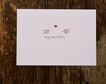 Sea Glass Happy Anniversary 1 heart greeting card