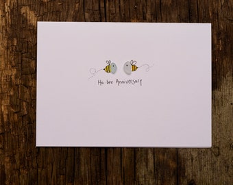 Sea Glass Happy Anniversary Bees greeting card