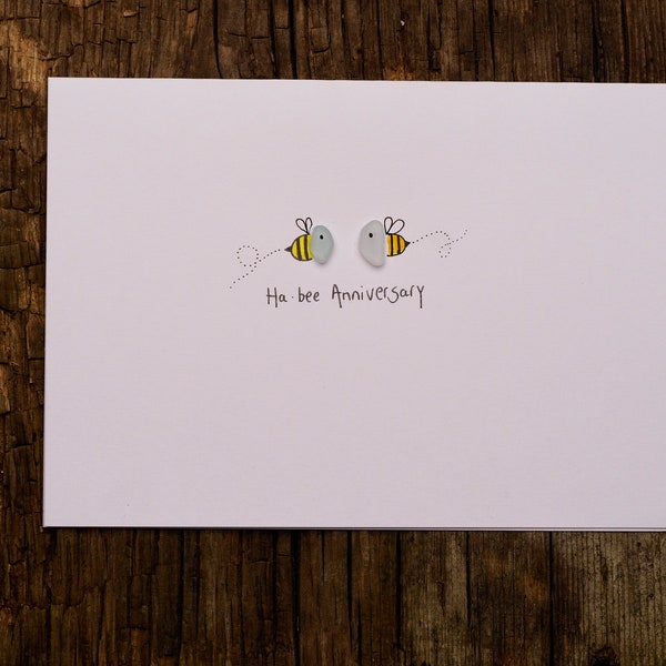 Carte de voeux Sea Glass Happy Anniversary Bees