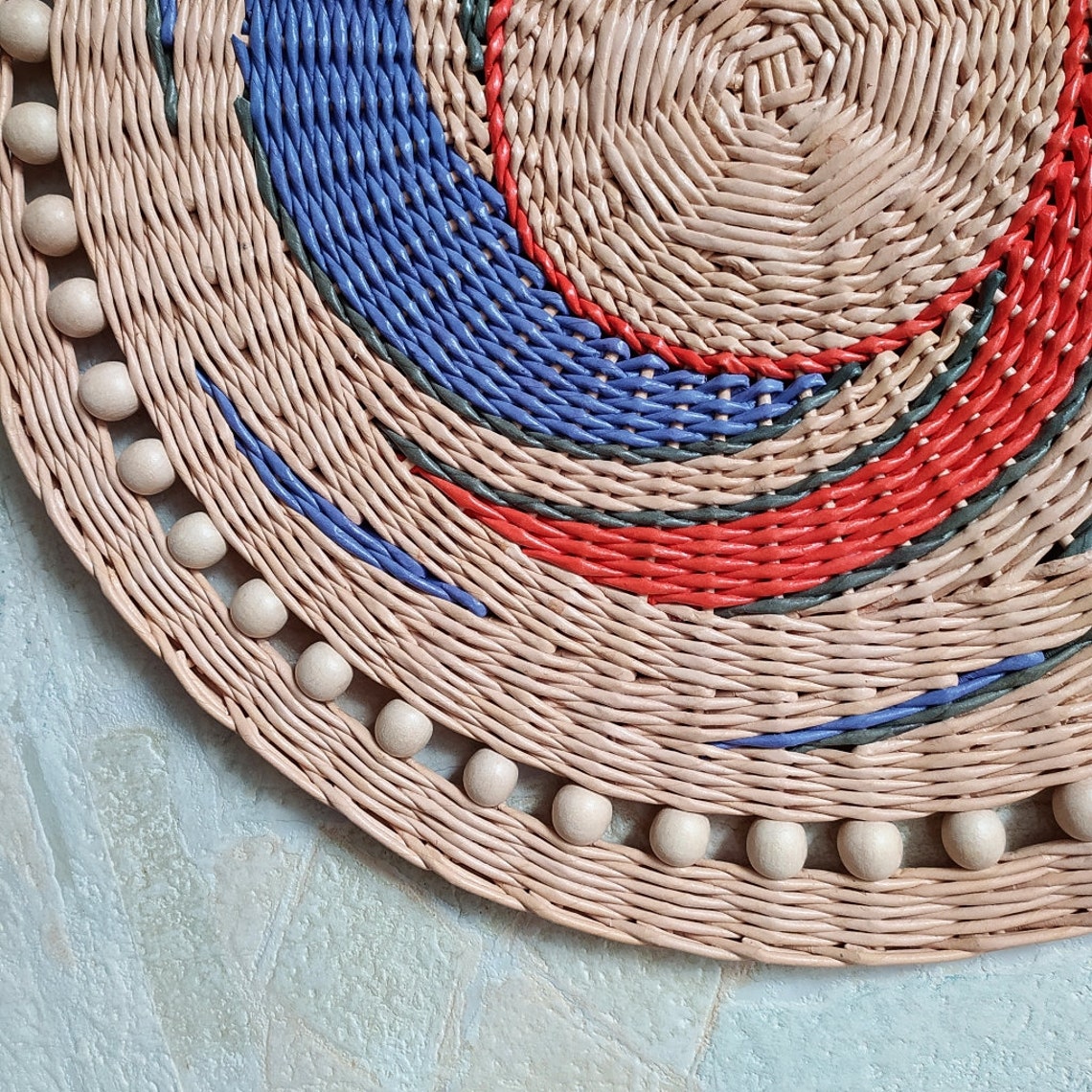 Wicker Wall Plate Plate in African Style Wicker Wall Decor Etsy