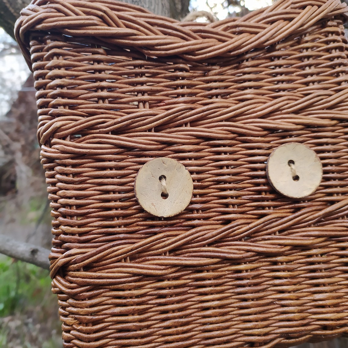 Hanging basket on door Door basket wicker Wall basket for Etsy