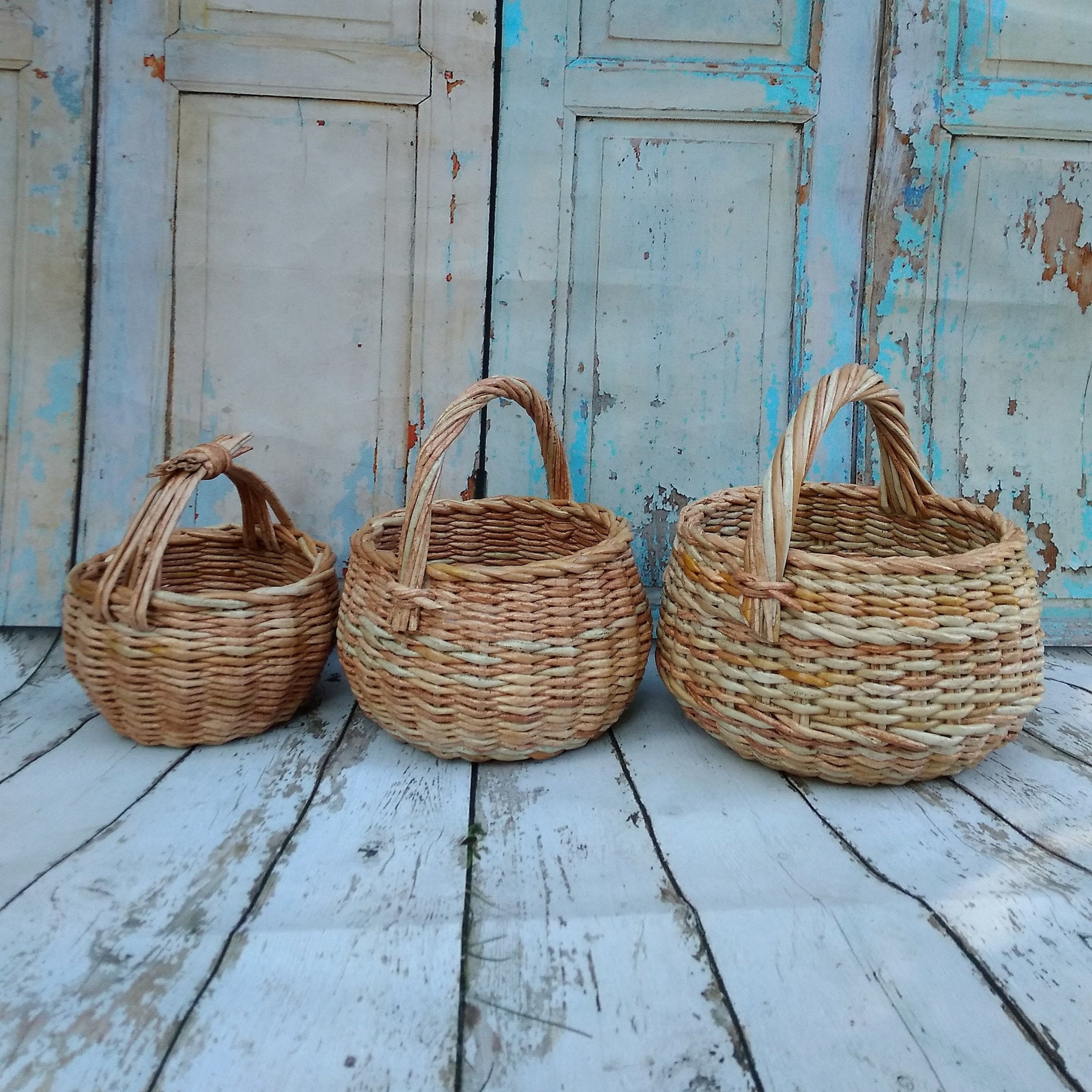 Set of 3 small wicker baskets Baby wicker baskets Mini gift Etsy
