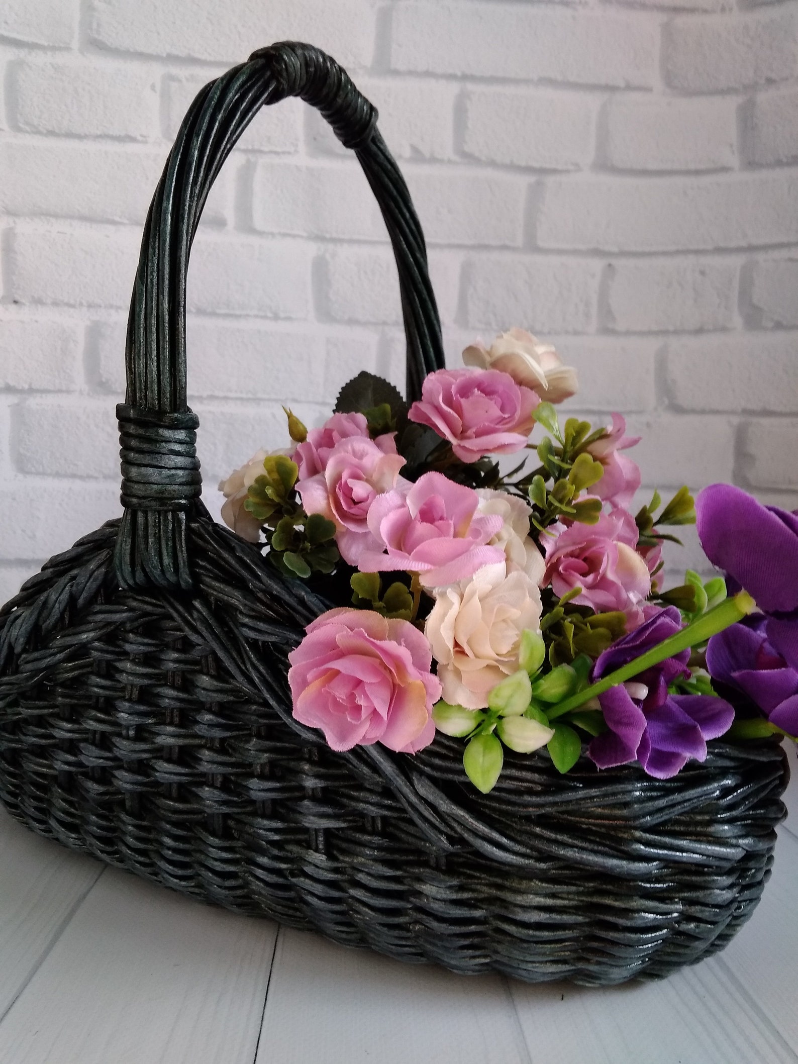 Wicker basket for collecting flowers Wicker basket for French Etsy