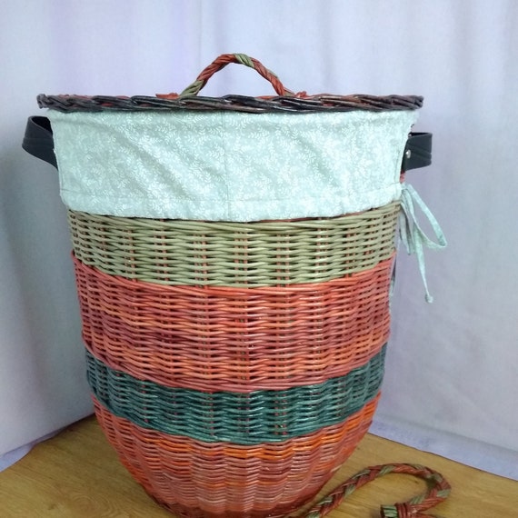 Wicker basket Toy basket Large basket with lid Etsy