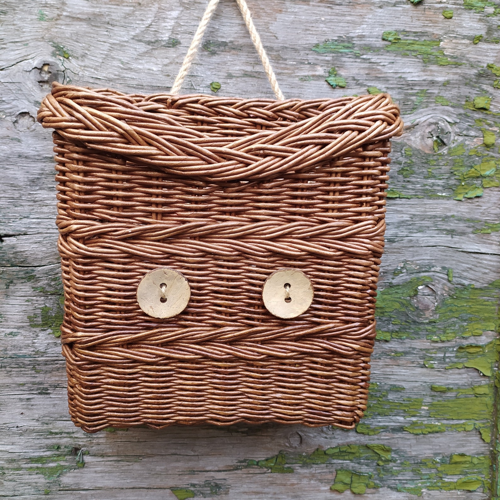 Hanging basket on door Door basket wicker Wall basket for Etsy