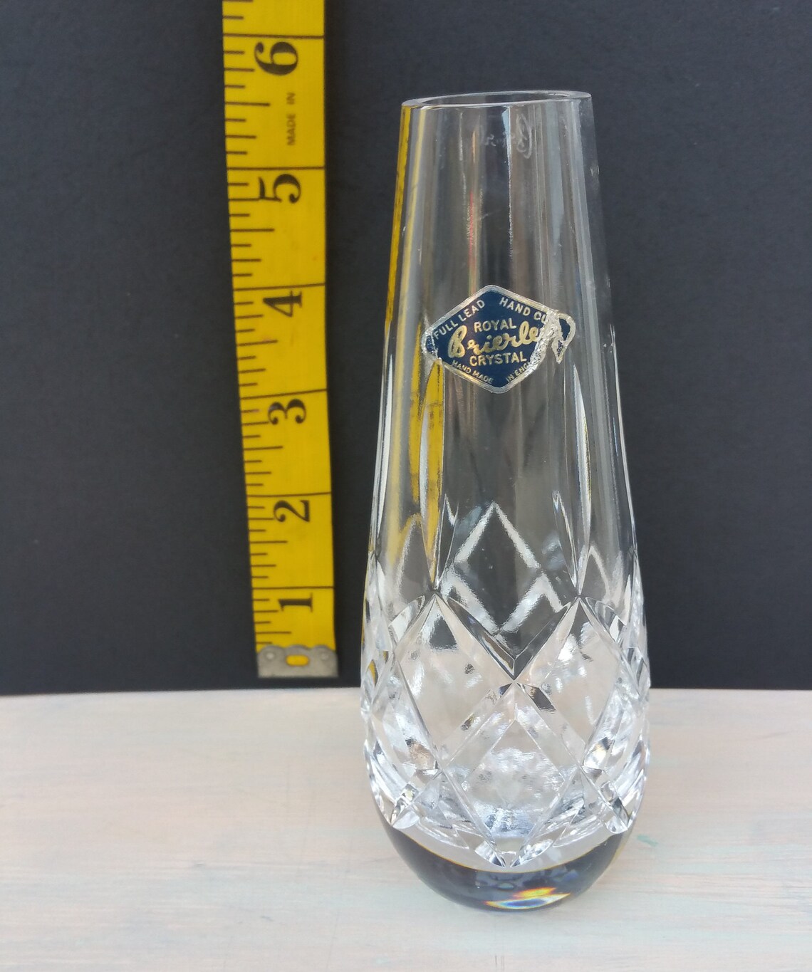 Vintage Royal Brierley cut glass lead crystal bud vase made in Etsy