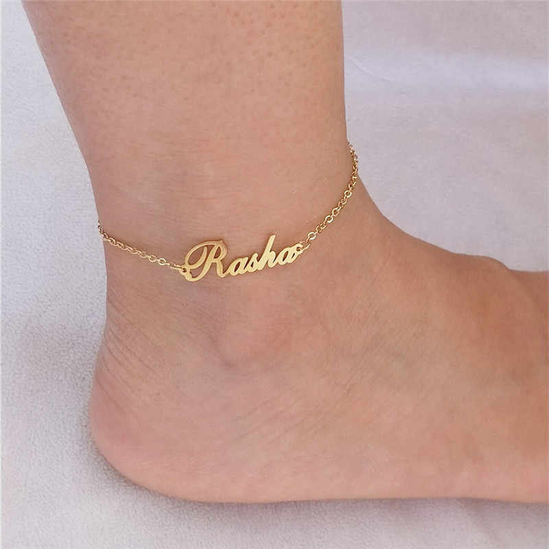 gold name anklet