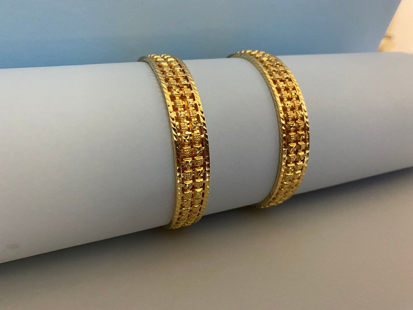 21K Real Solid GOLD Bangle Arabic Style Bangles Real Gold Etsy