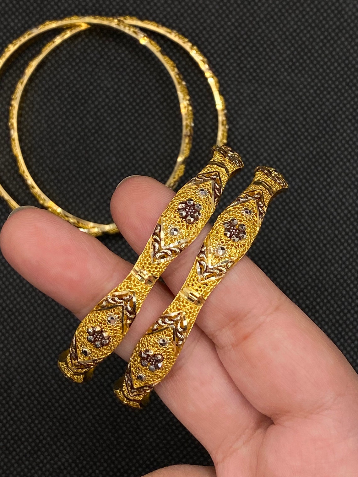 22K Real Solid GOLD Bangle Indian Bangles Real Gold Indian Etsy