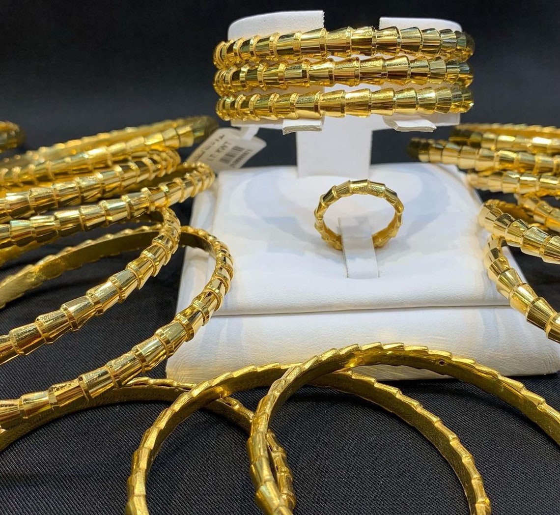 21K Real Solid GOLD Bangle Arabic Style Bangles Real Gold Etsy