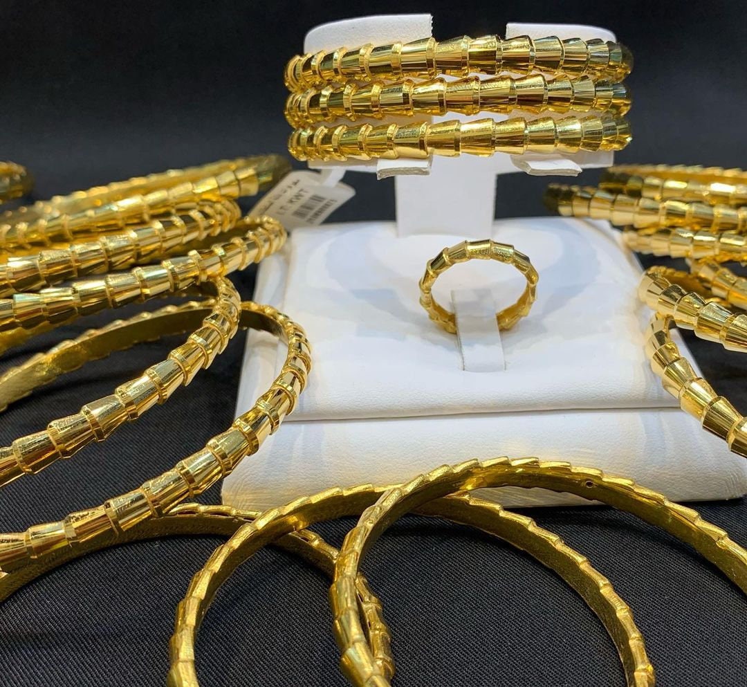 21K Real Solid GOLD Bangle Arabic Style Bangles Real Gold Etsy