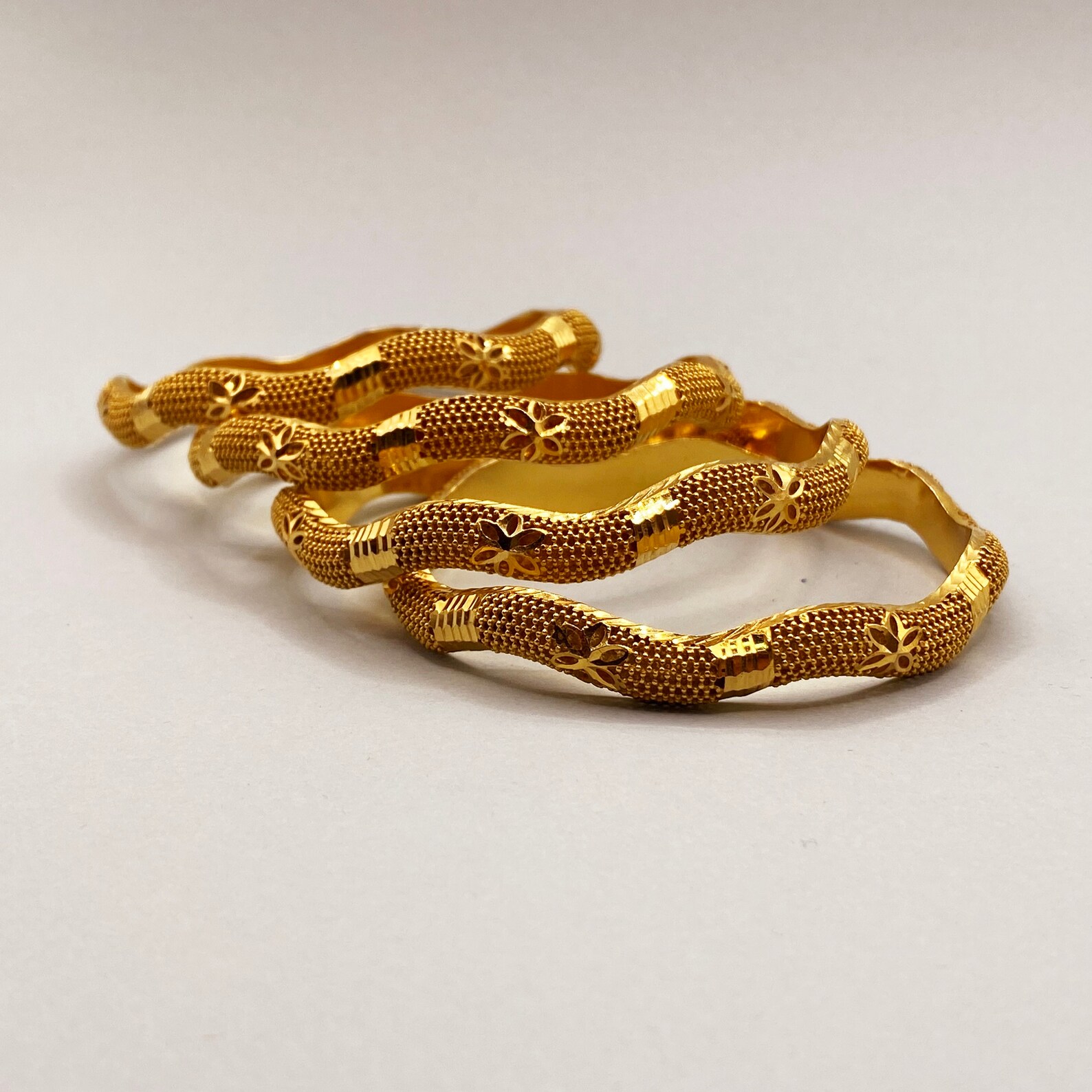 21K Real Solid GOLD Bangle Arabic Style Bangles Real Gold Etsy