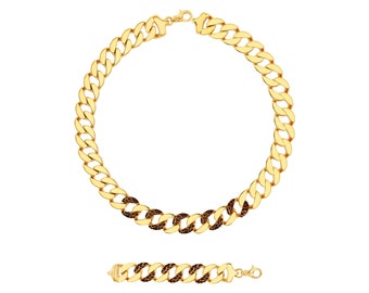 21K Real Gold Leopard Thick Chain Set - Real Gold Stylish Jewelry - Gift for wife - Gift for love - Middle East Gold