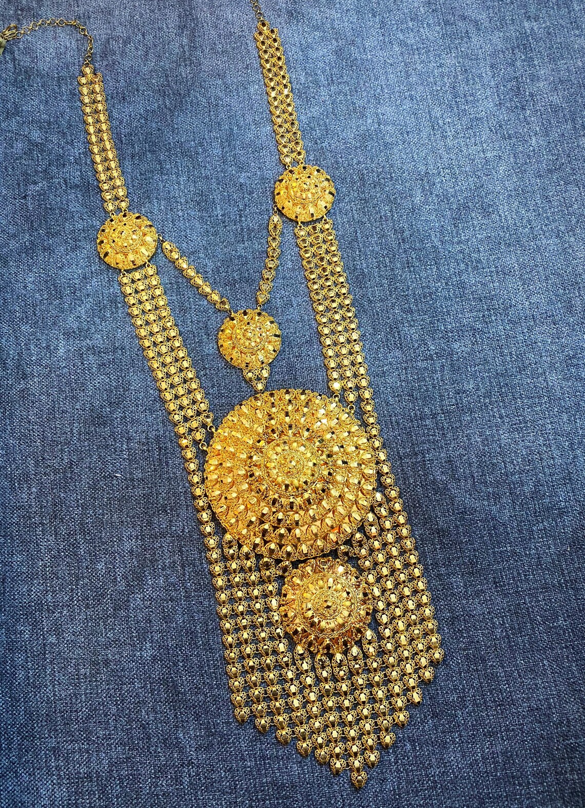 21K Real Solid Gold Arabian Style Necklace Luxury Jewelry Etsy
