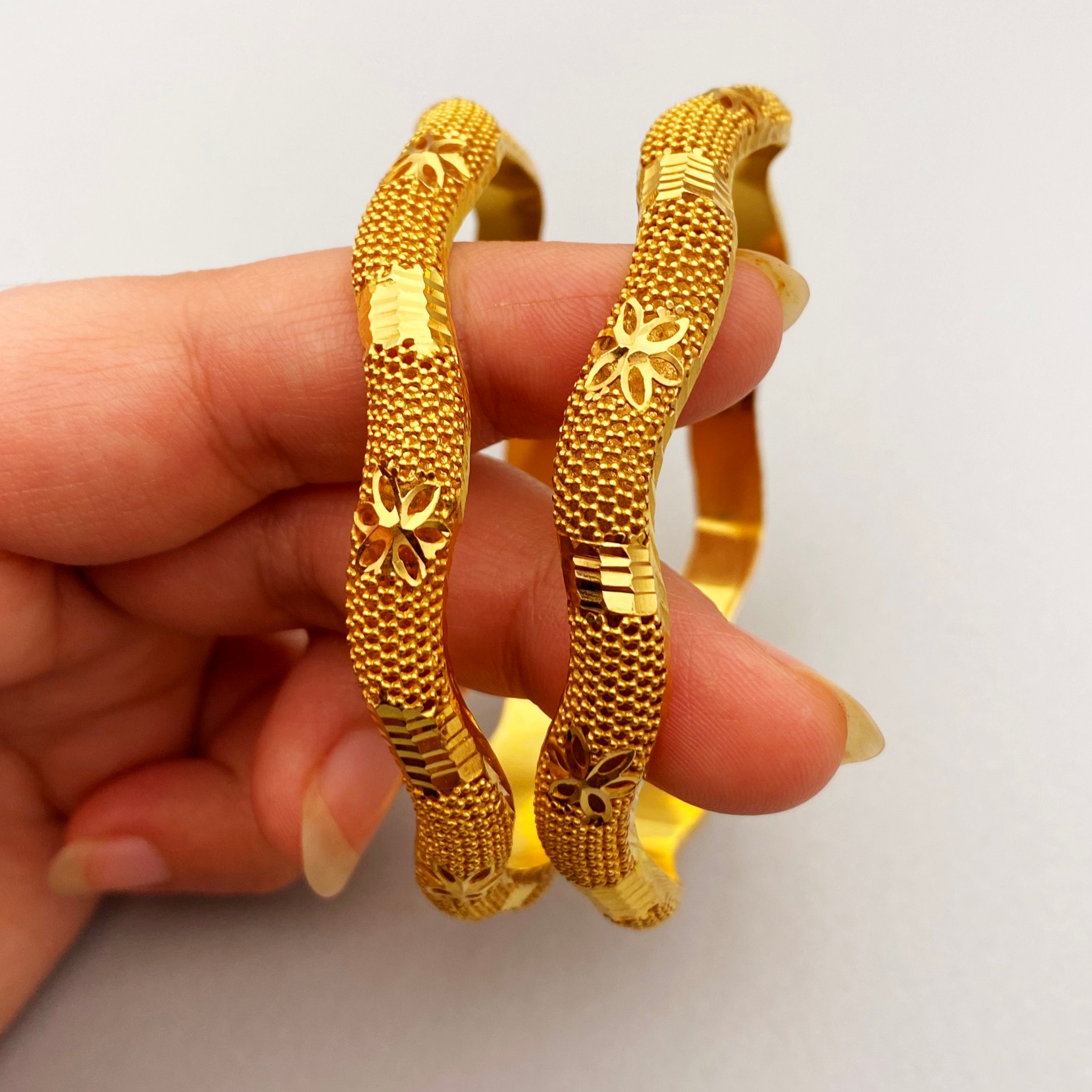 21K Real Solid GOLD Bangle Arabic Style Bangles Real Gold Etsy