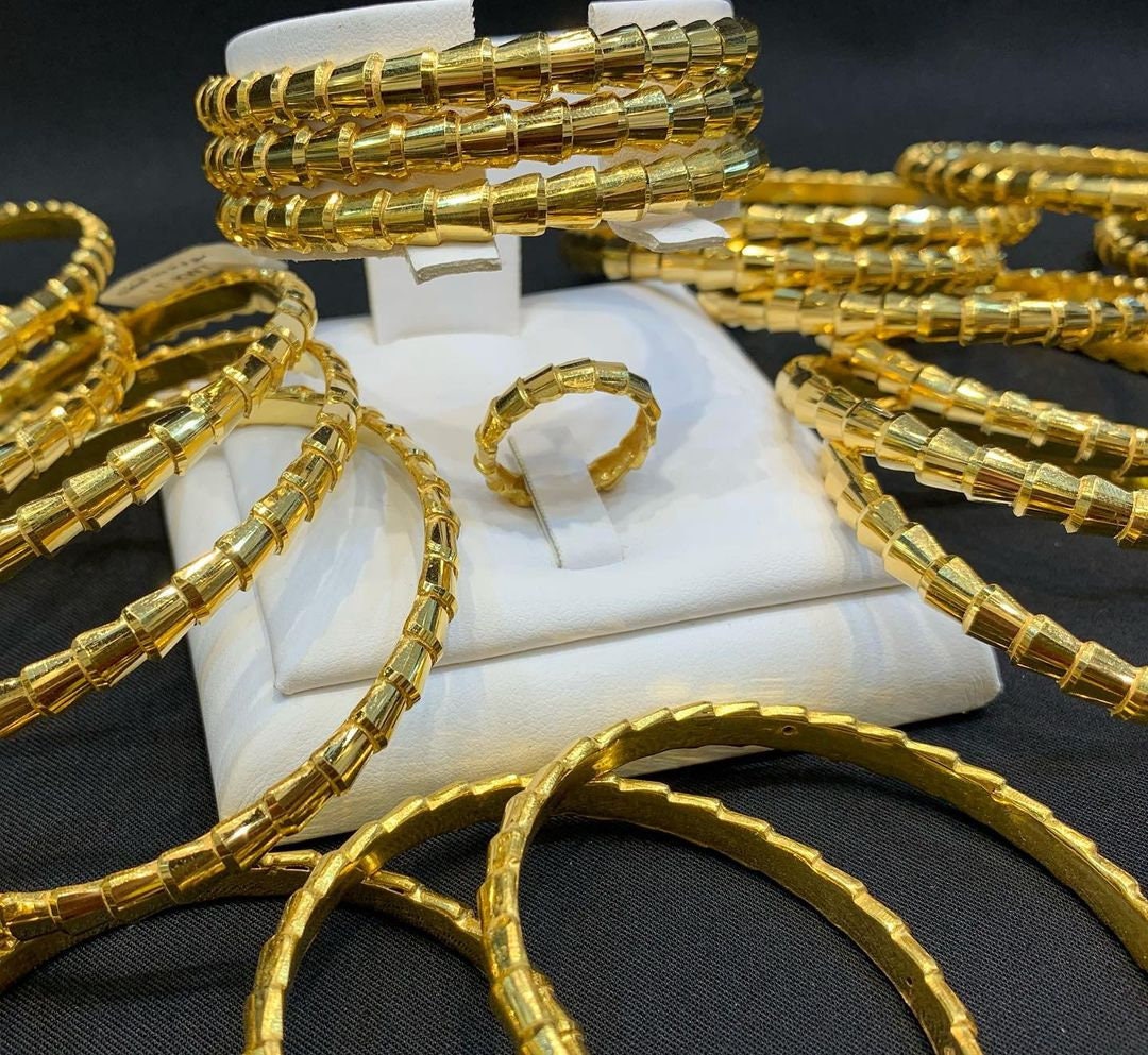 21K Real Solid GOLD Bangle Arabic Style Bangles Real Gold Etsy