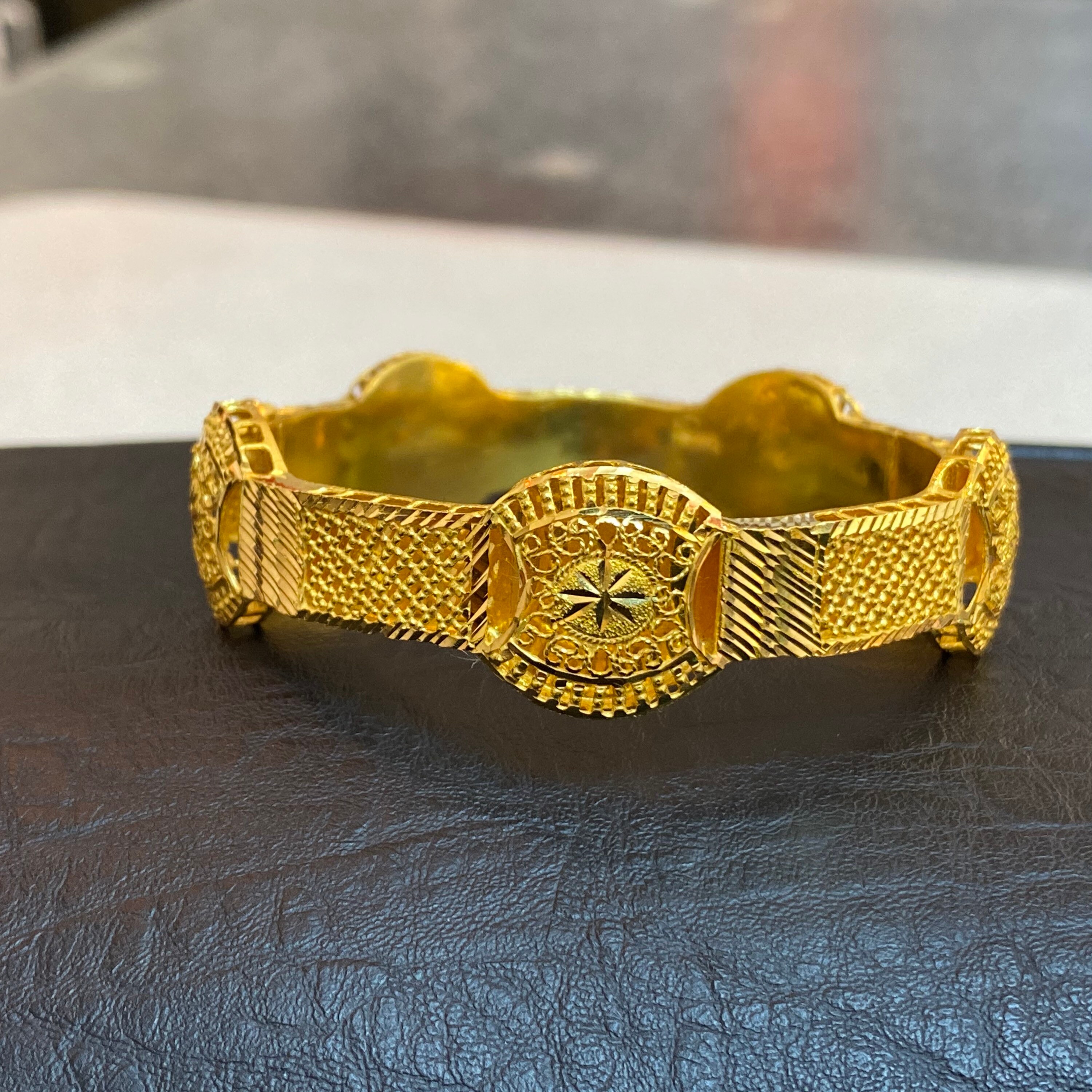 21K Real Solid GOLD Bangle Arabic Style Bangle Real Gold Etsy