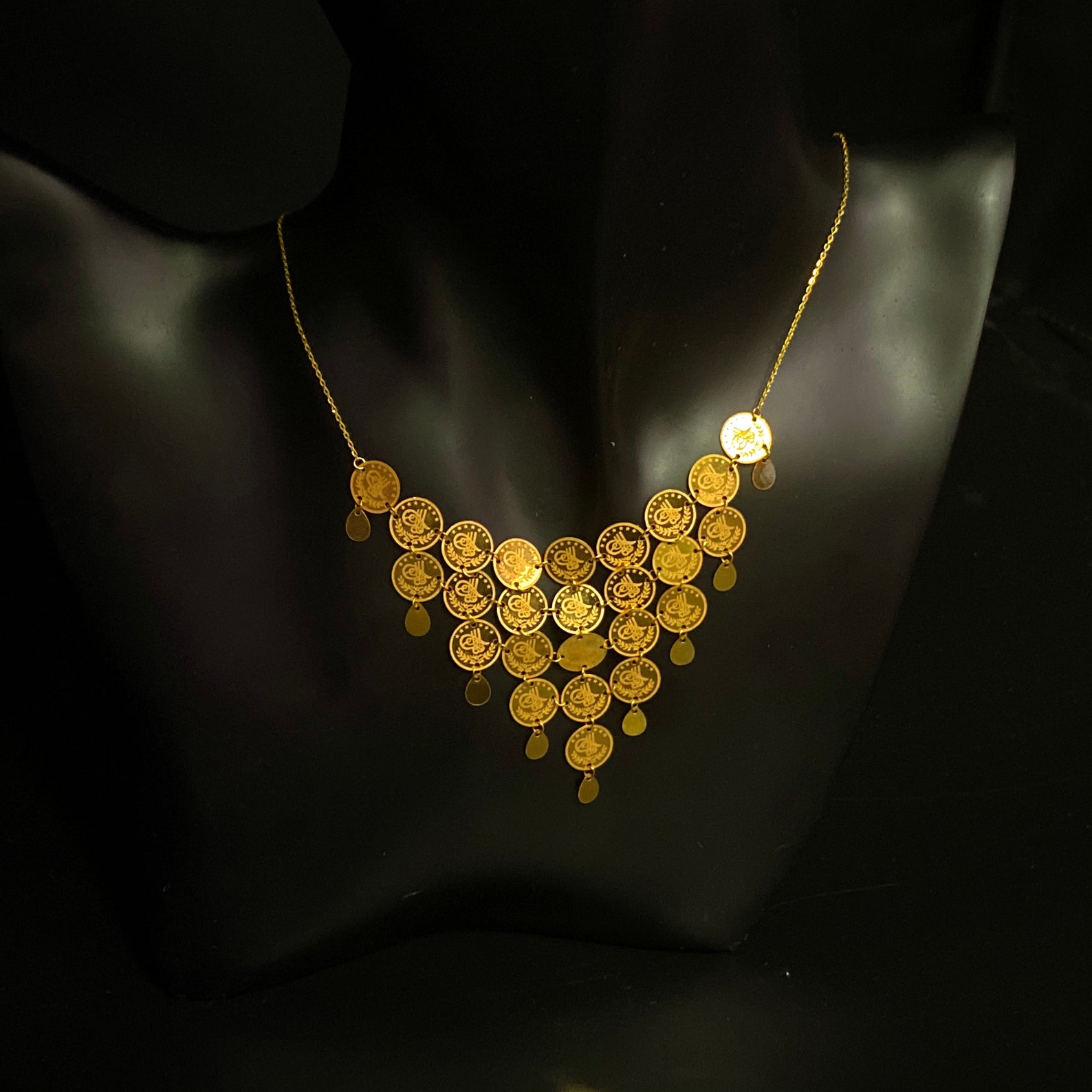 21K Real Solid Gold Necklace Designer Jewelry Arabic Etsy