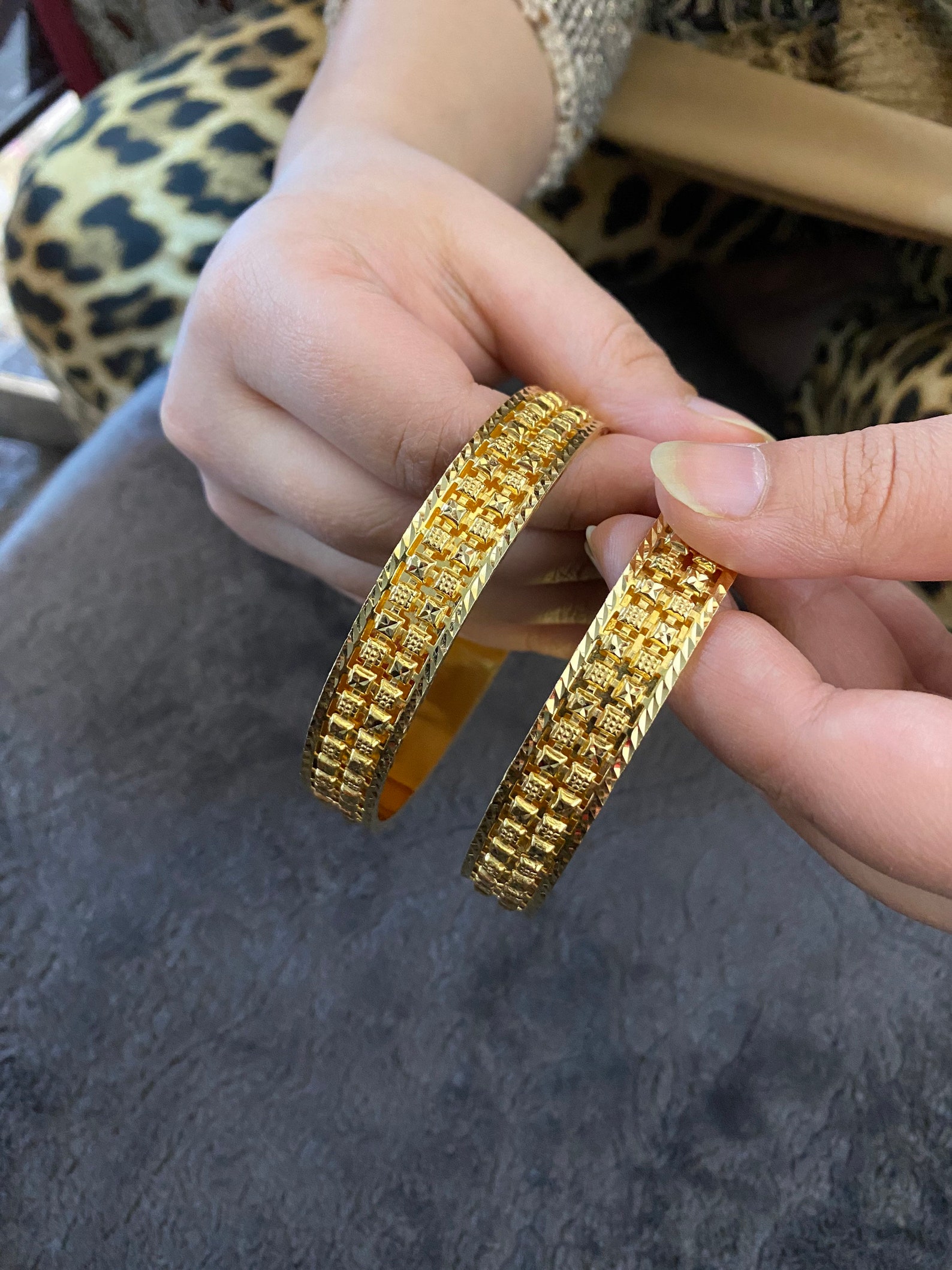 21K Real Solid GOLD Bangle Arabic Style Bangles Real Gold Etsy