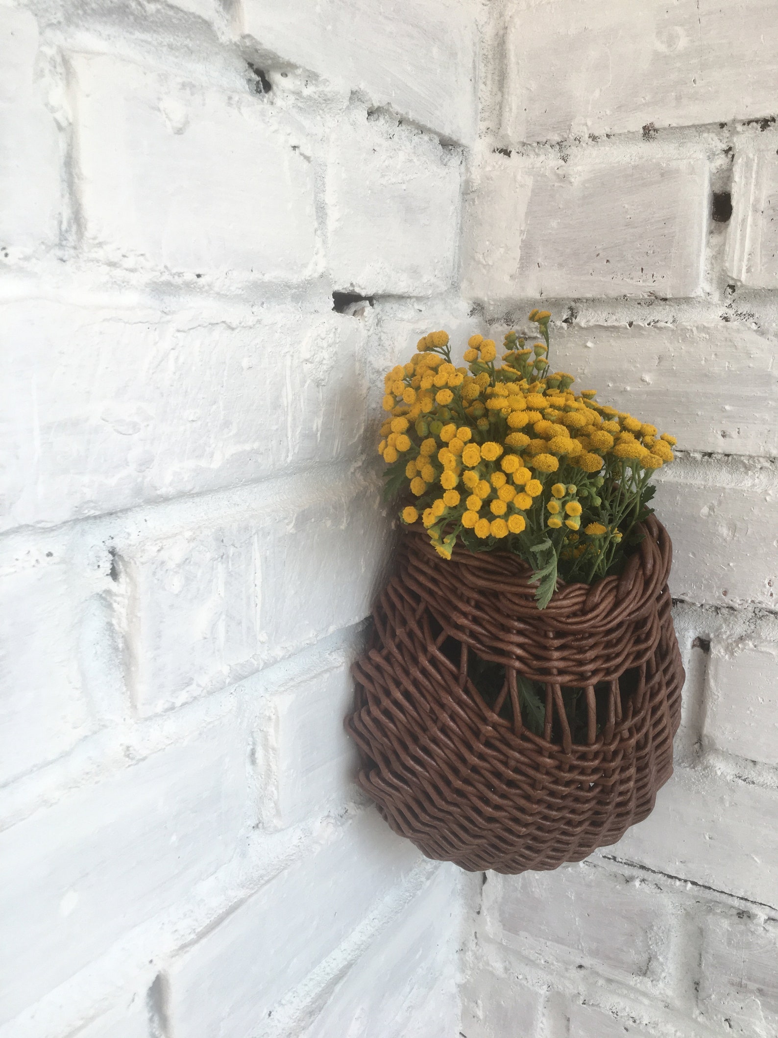 Corner Door Basket Hanging Flower Rustic Basket Wicker Wall Etsy