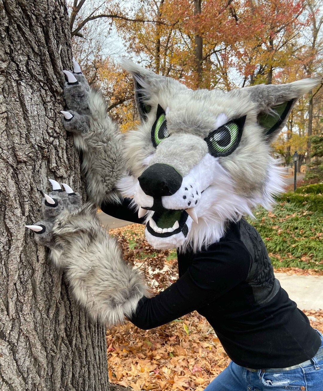 Grey Wolf Fursuit Head, Paws, and Tail - Etsy