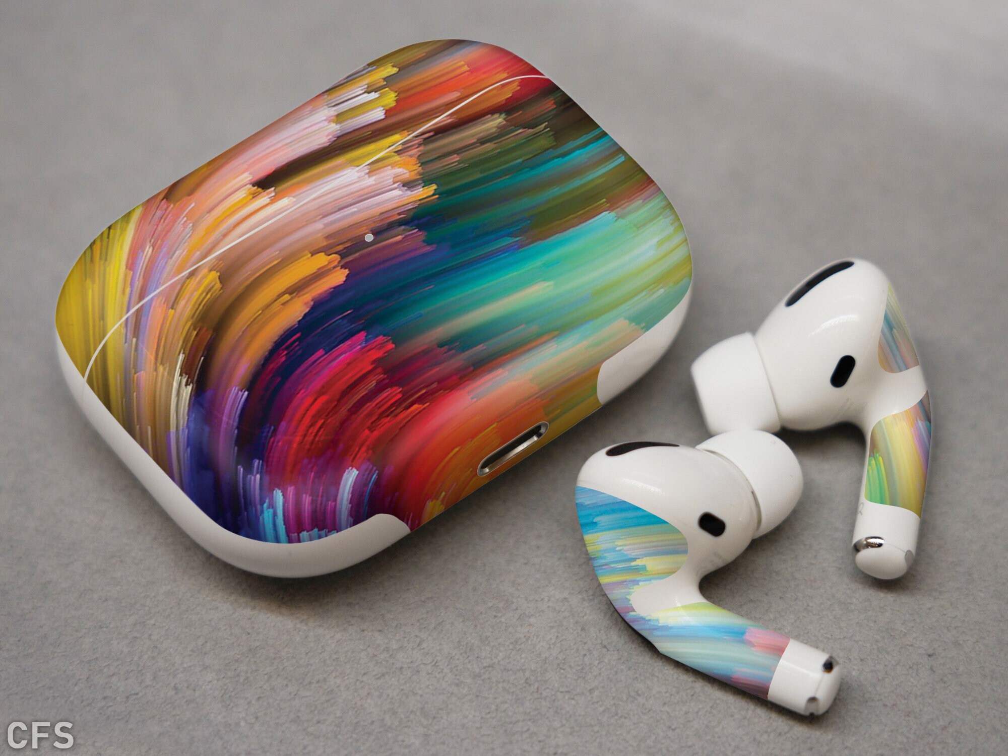 Digital colorful strokes print AirPods Skin abstract bts gift | Etsy