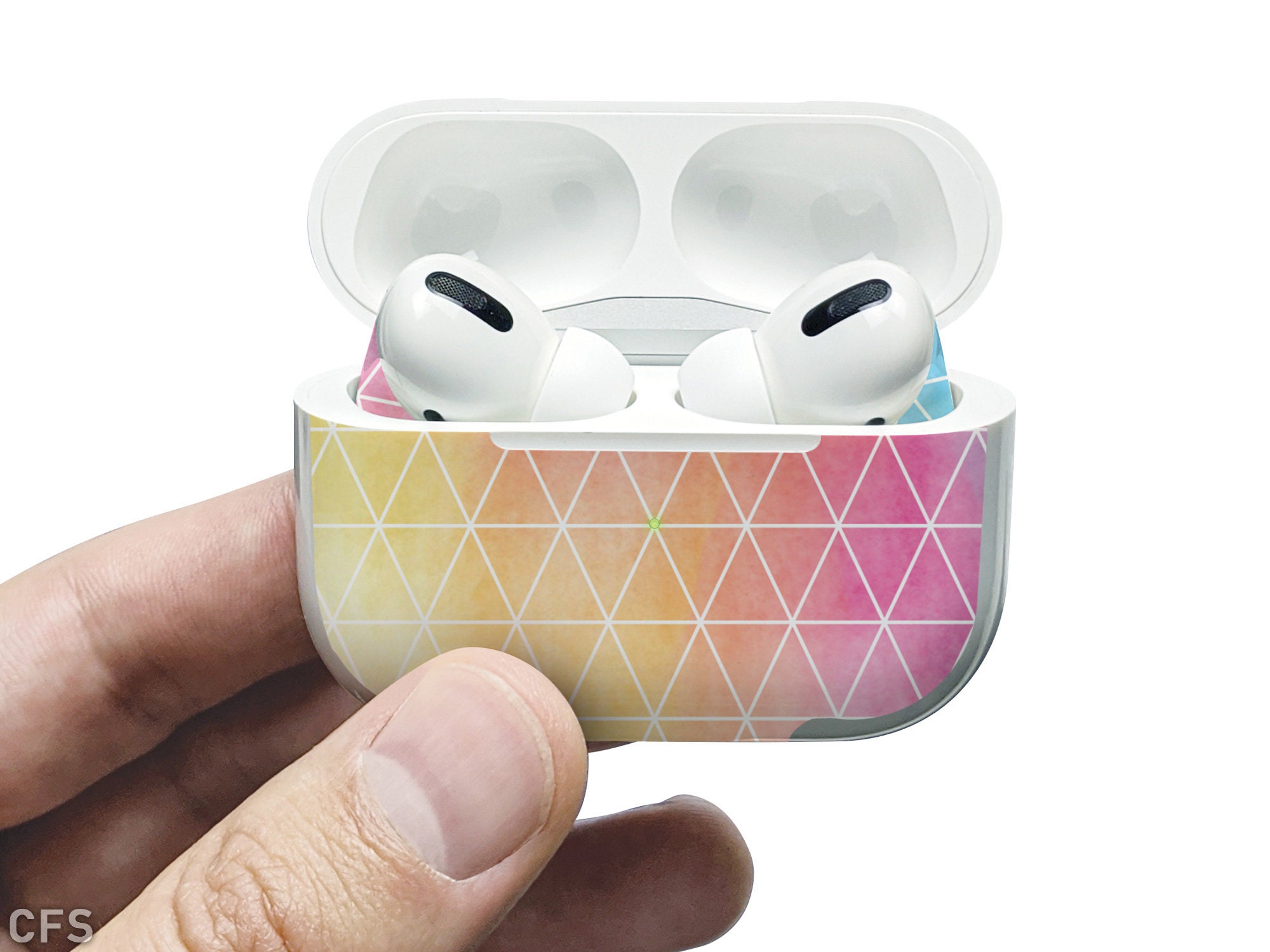 Bright gradient triangles print AirPods Skin colorful Air Pod | Etsy