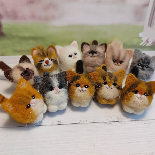 Needle felted cat, miniature cat figurine