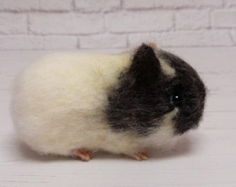 Needle felting miniature guinea pig, wool felt animals