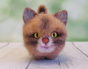 Needle felted wool cat, miniature red cat