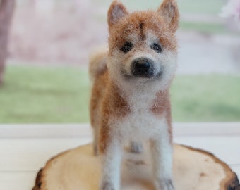 Custom felted dog, miniature wool akita inu