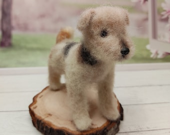 Needle felted fox terrier, dog memorial