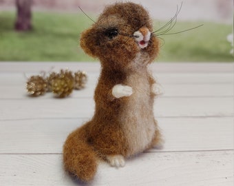 Needle felted chipmunk, felt miniature animal