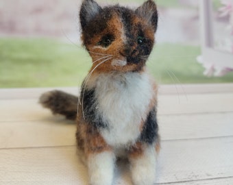 Needle felt cat, cat memorial figurine
