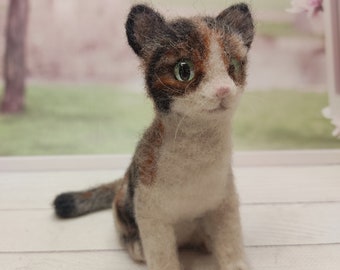 Needle felt cat, memorial cat figurine