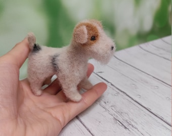 Needle felting fox terrier, miniature personalized dog
