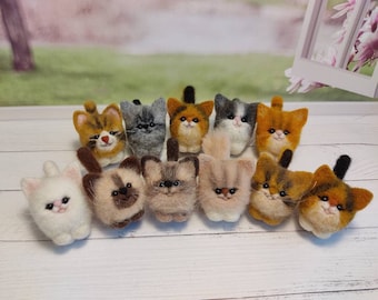 Personalized needle felted cat figurine, Custom felt cat miniatures