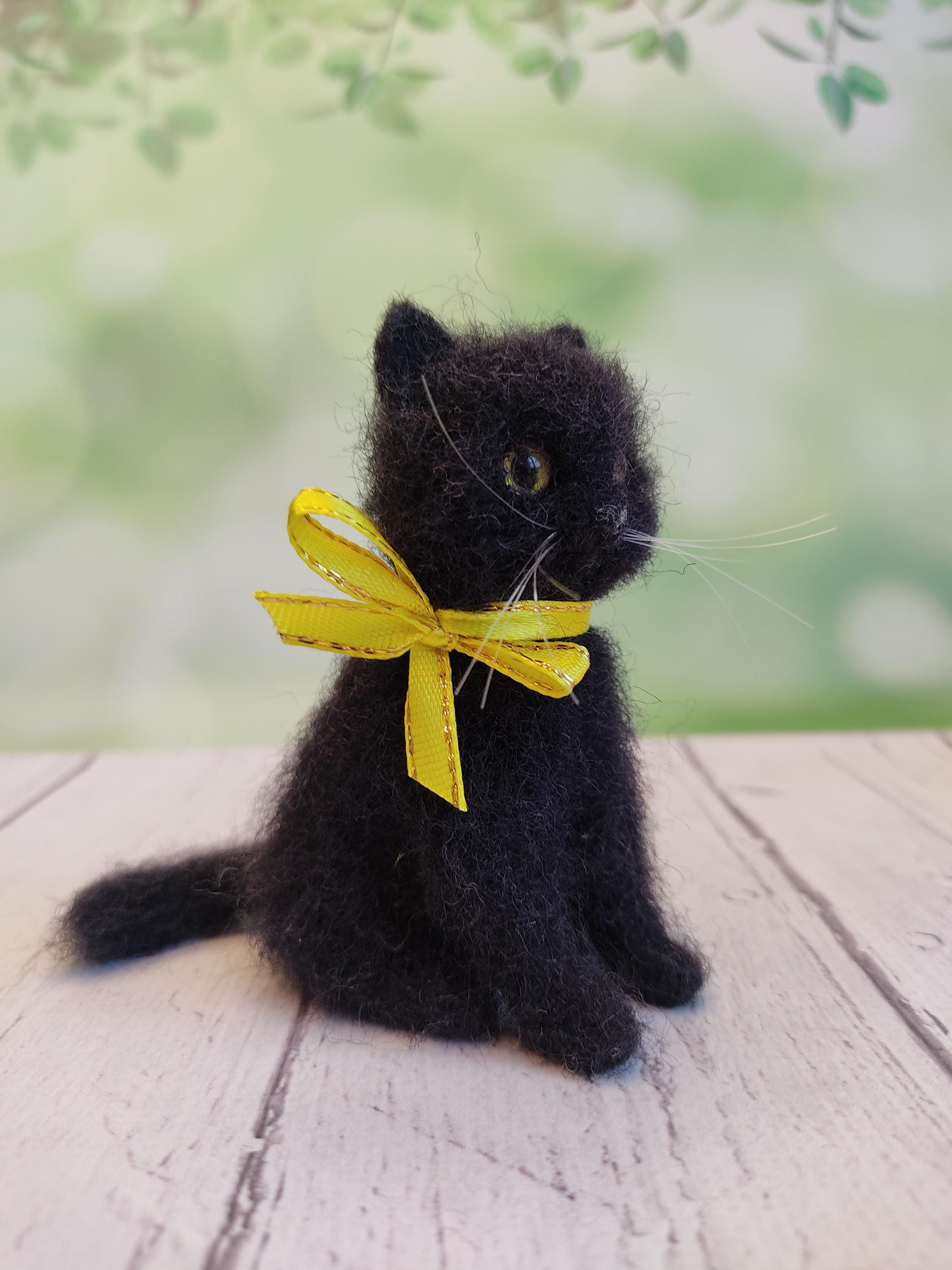 ニードルフェルトの黒猫、ミニチュア猫 - Etsy 日本