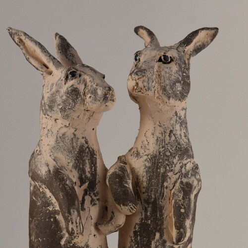 Pair of ceramic rabbits