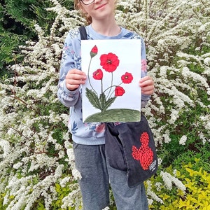 Ukrainian child art digital download Ukrainian seller Ukrainian drawing print Poppy digital art Stand with Ukraine! Pray for Ukraine!