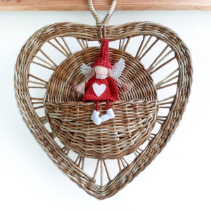 Wedding Heart Ornament 3PCS Wicker Hearts Hanging Hearts 20cm Woven Natural  Romantic Decoration Hearts for Bar Living Room Bedroom Restaurant