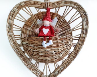 Rustic heart wall decor Wicker hanging basket Wicker decoration for home decor Wicker gift basket
