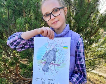 Ukrainischen Künstlern. Kinderzeichnung. Ukrainische Kunst Vogel. Digitale Datei Ukraine. Ukrainischen Shop. Stehen Sie mit der Ukraine. Bitte für die Ukraine. Sparen