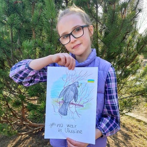 Ukrainian artists. Children&#39;s drawing. Ukrainian art Bird. Digital file Ukraine. Ukrainian store. Stand with Ukraine. Pray for Ukraine. Save
