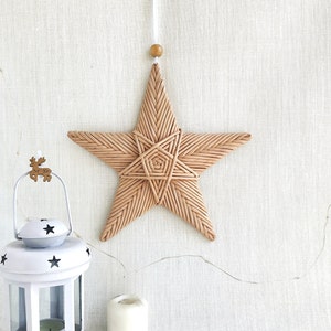 Christmas star Wall decor boho nursery Wicker wall art Star wall hanging image 1