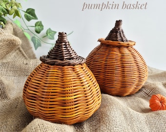 Wicker Pumpkin Basket Set: Fall Halloween Decor