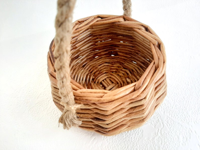 Small wicker basket with handle. Flower girl basket wicker. Etsy