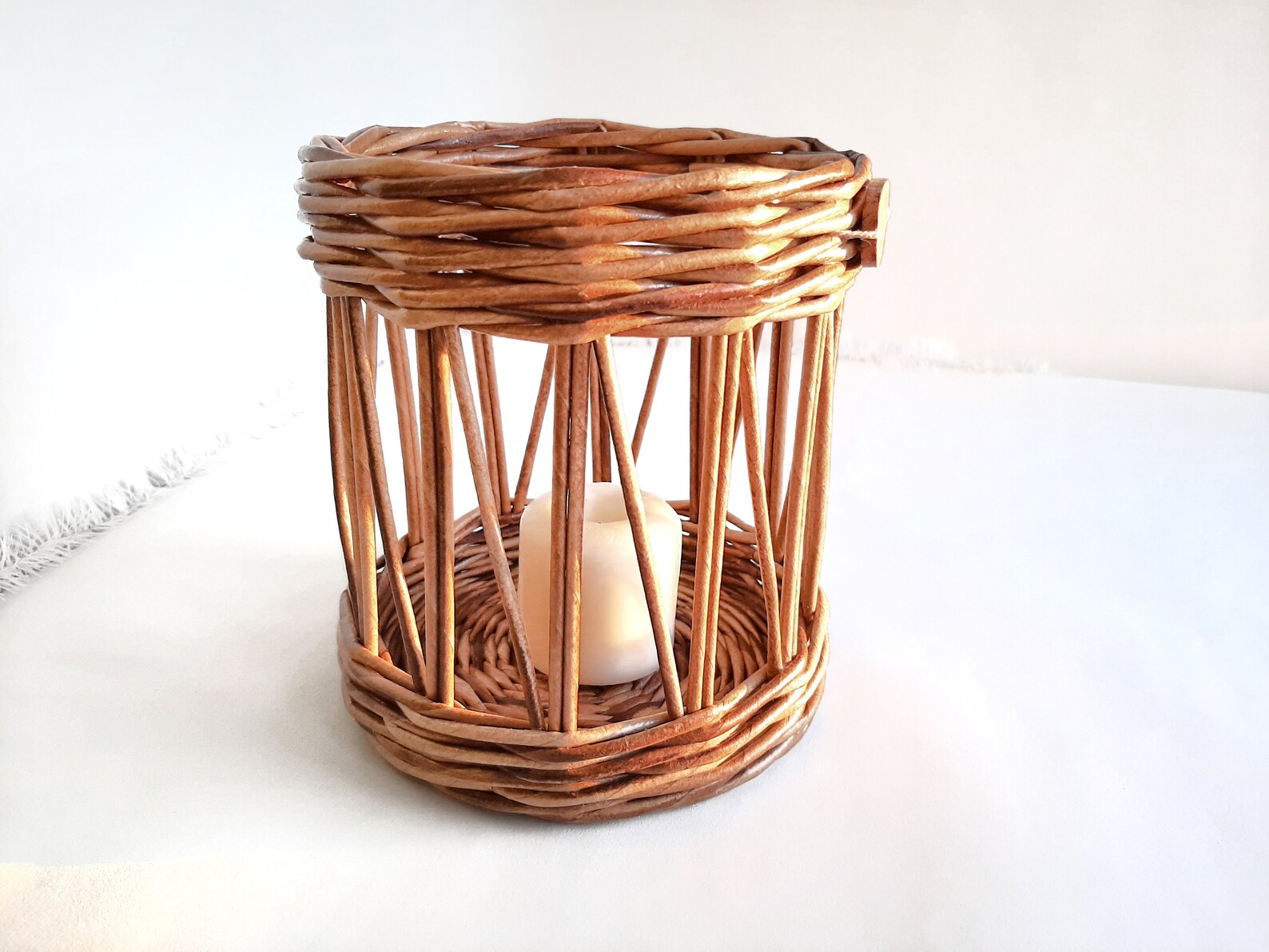Wicker candle holder Wicker basket decor Wicker decoration Etsy